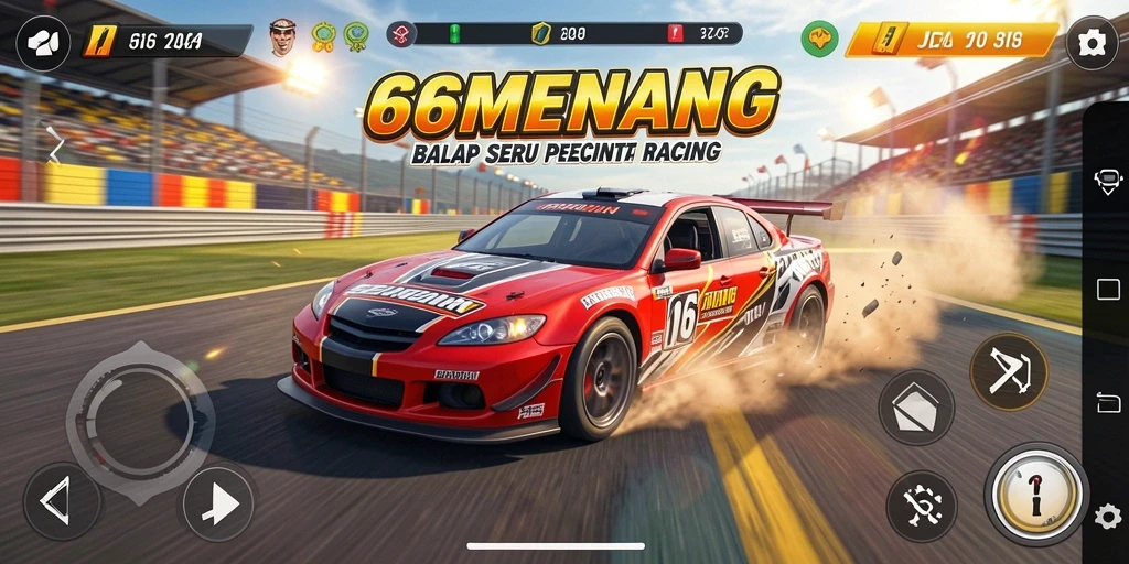 Tampilan gameplay balap yang seru dan menegangkan.