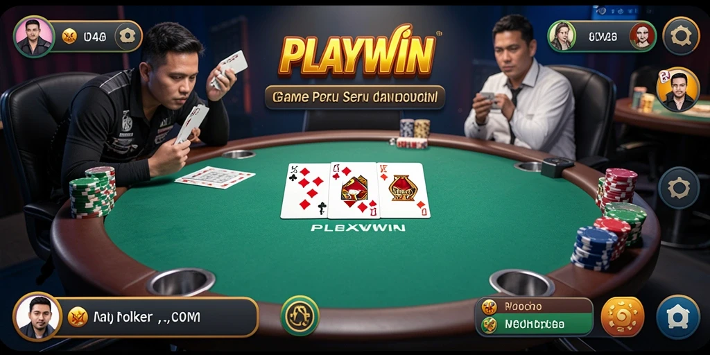 Tampilan gameplay yang seru dan interaktif dalam permainan Poker.